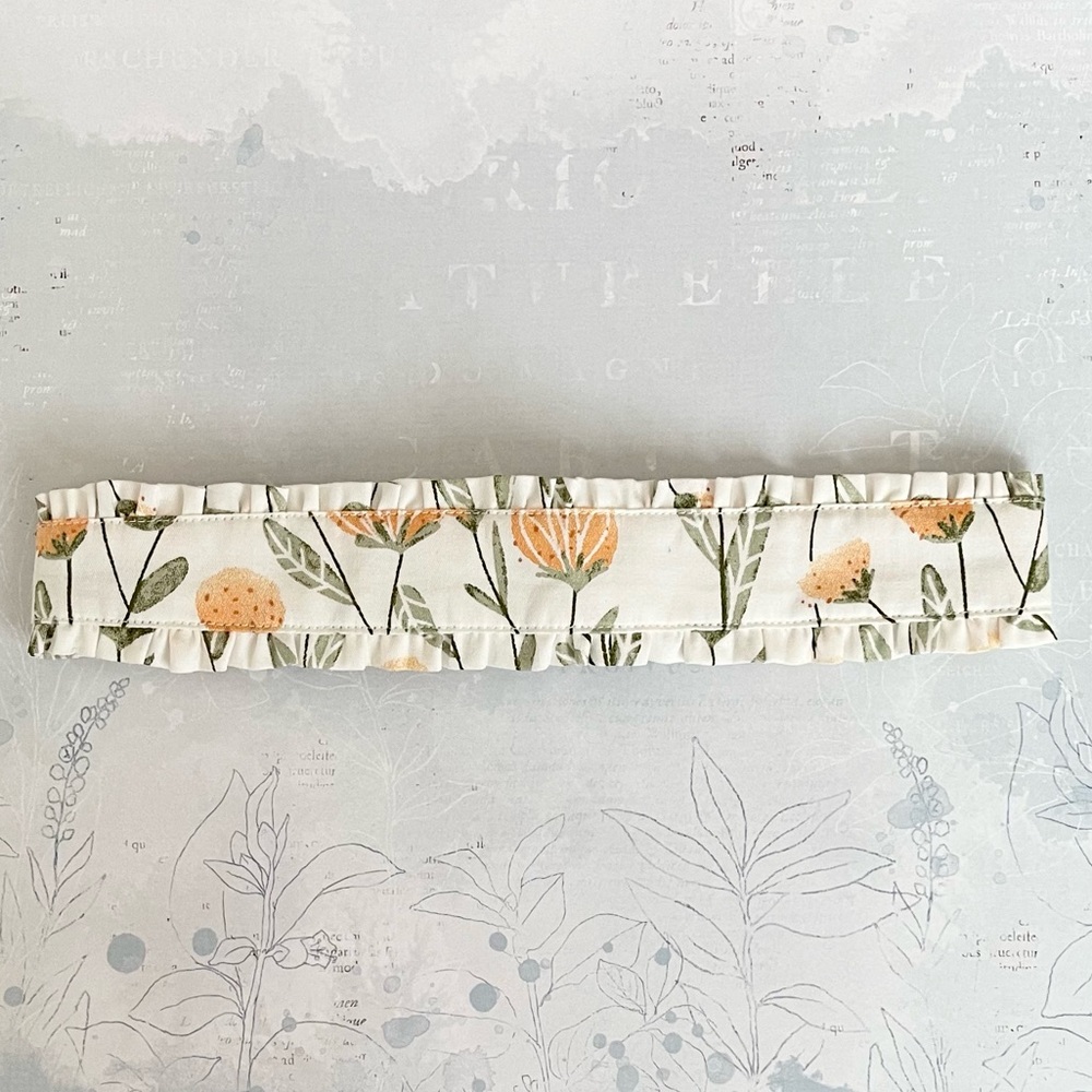 Girls Handmade Cotton Floral Headband Beige/Yellow/Green NEW OS